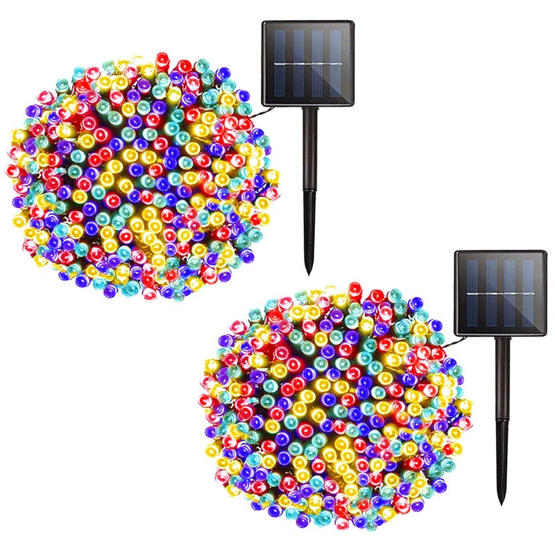 KerKoor Solar Christmas String Lights Outdoor - 2 Pack Total 144ft 400 LED 8 Modes Outdoor Solar Lights, Waterproof Fairy Lights for Garden Patio Fence Holiday Party Balcony Christmas Decorations (Multicolor) - Image 1